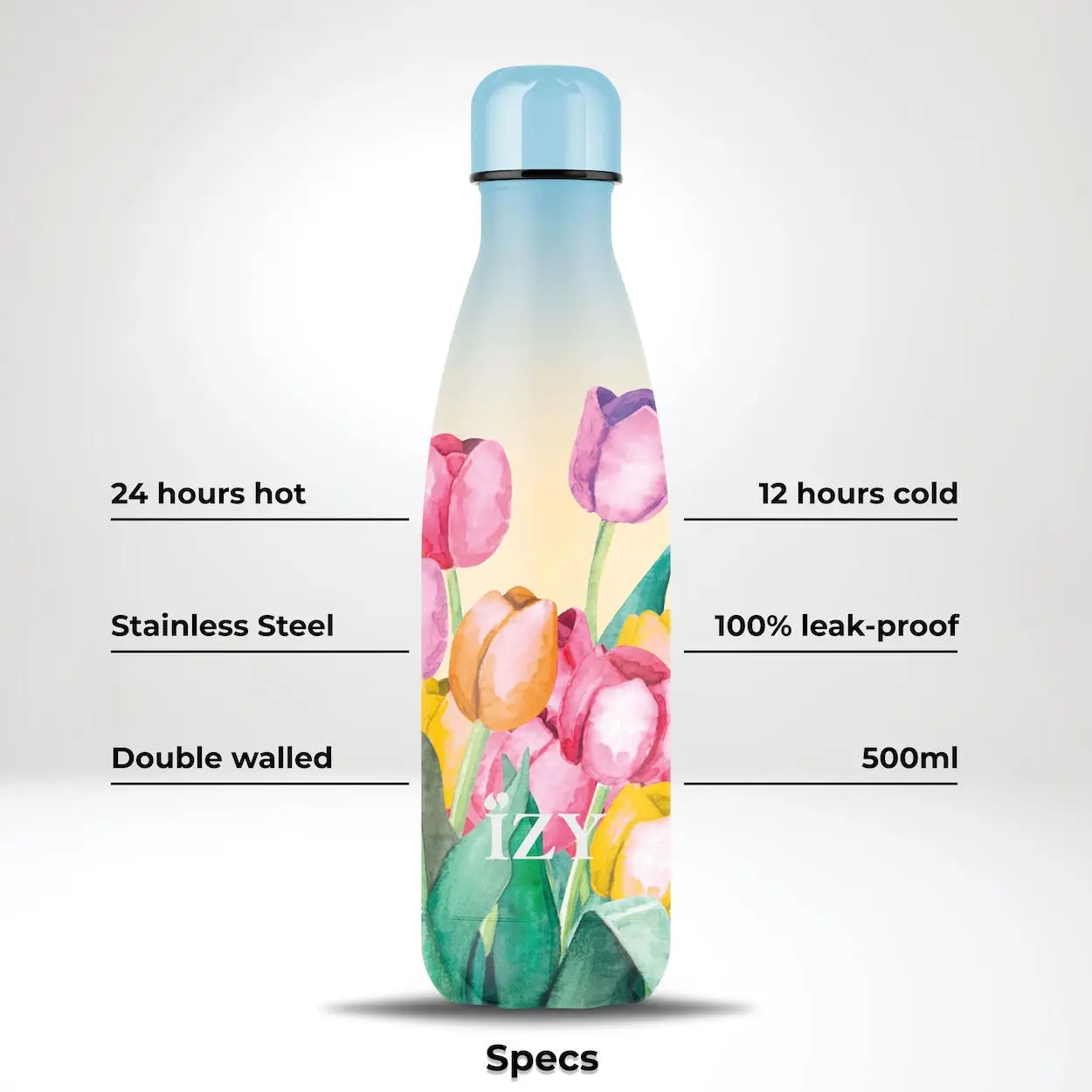 IZY termoflaske med tulipaner 500 ml,blomster til hverdag - Billede 3